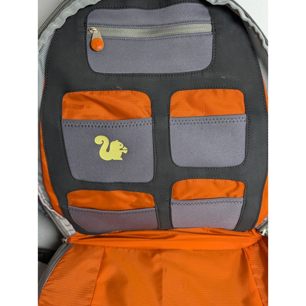 Merrell Gray Backpack Utility Organizer Laptop Travel Hiking Bag Orange Interior - Picture 13 of 16